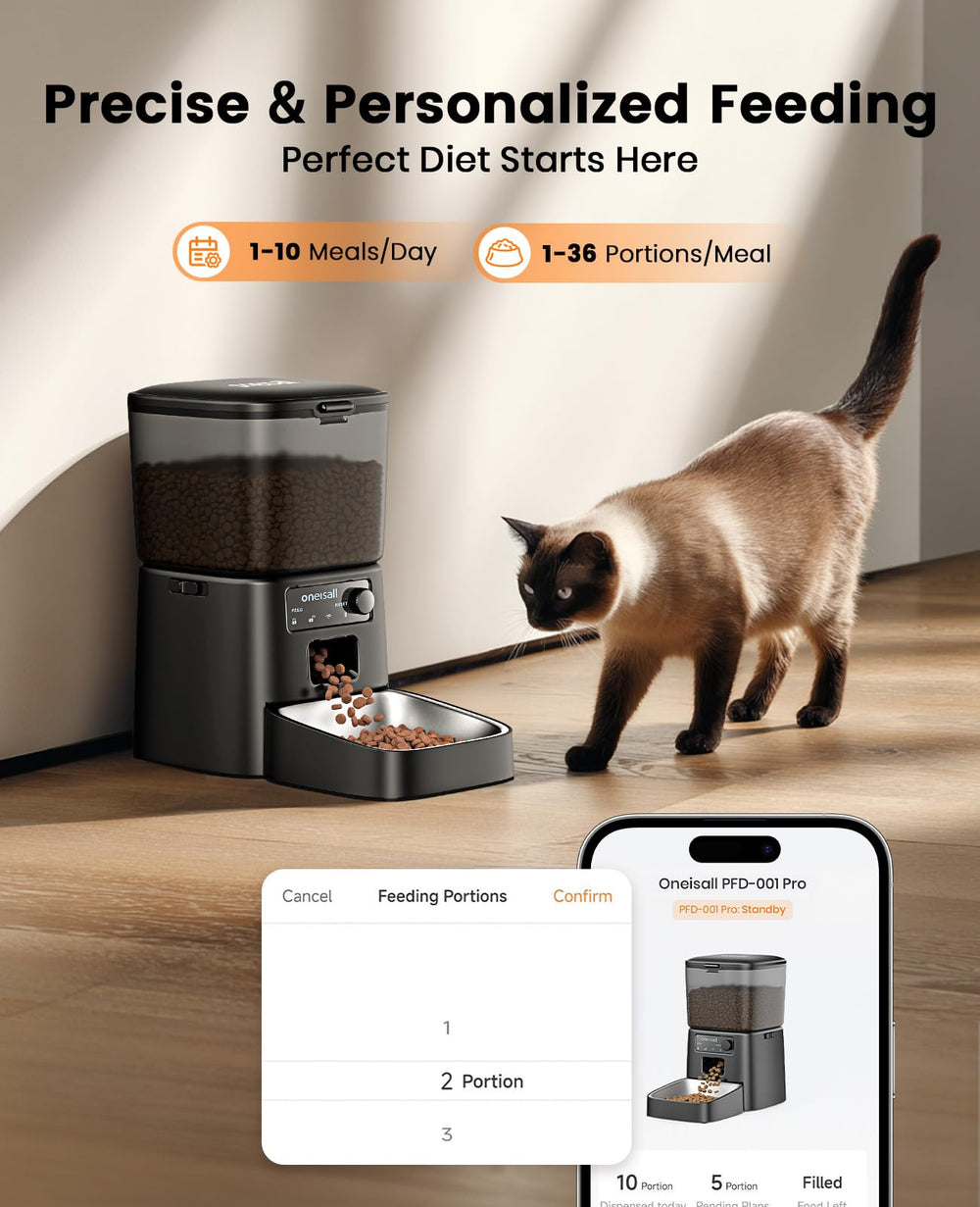oneisall cat feeder portion control demonstrates precise meal counts