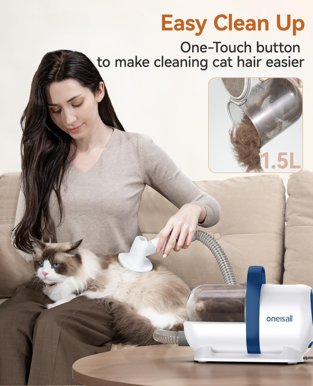 oneisall quiet cat groomer design reduces stress during sessions
