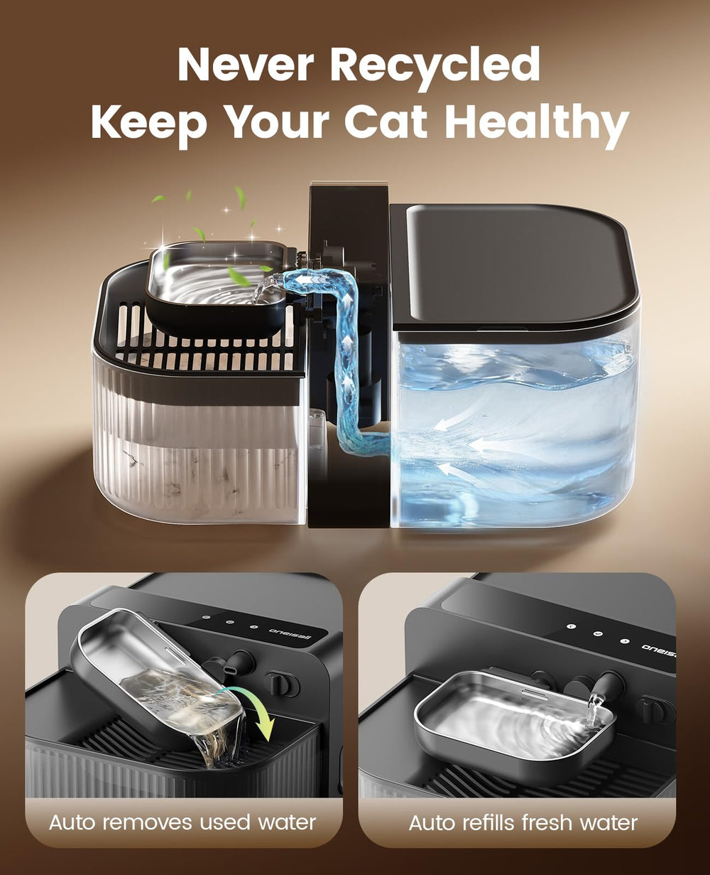 oneisall cat fountain 3.5l clean water tank close-up