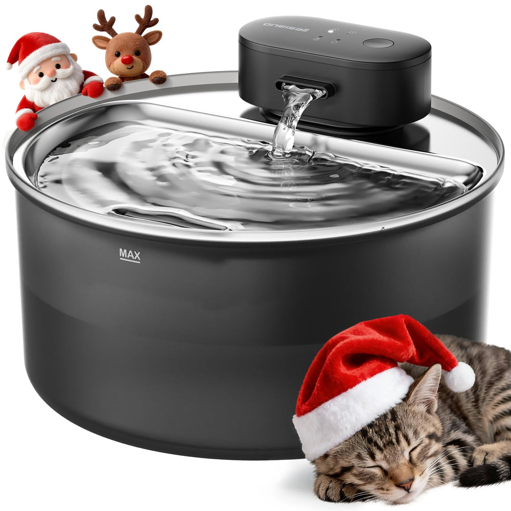 oneisall cat water fountain full view shows silent operation and 3.2L capacity