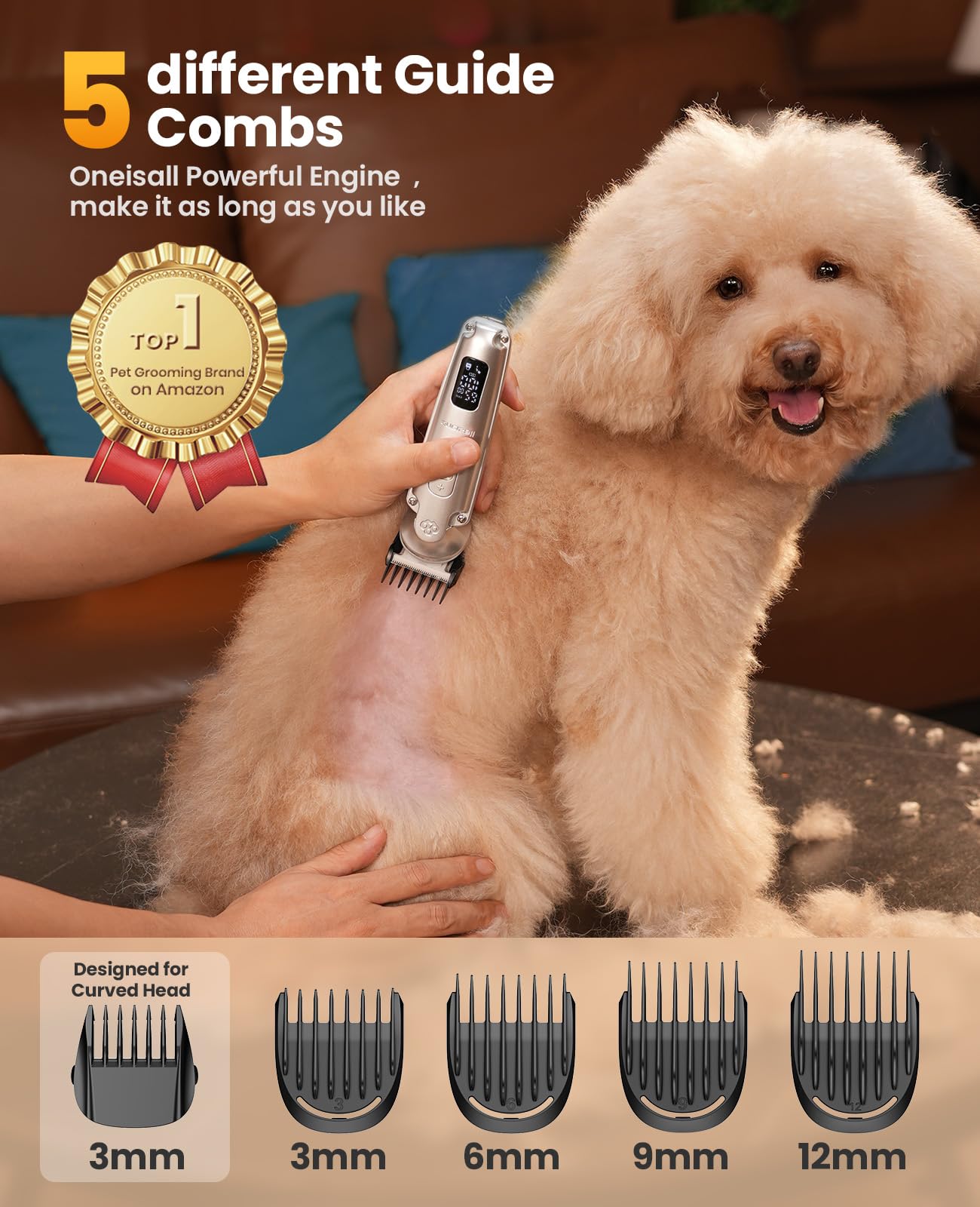 Oneisall cordless grooming kit delivering 7000 RPM for efficient thick fur trimming