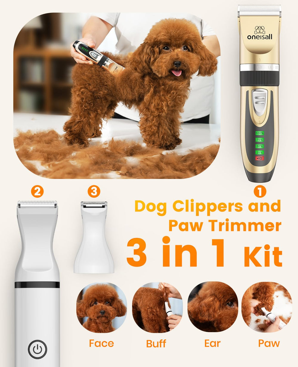 Oneisall dog clippers with two speeds for thick coats.