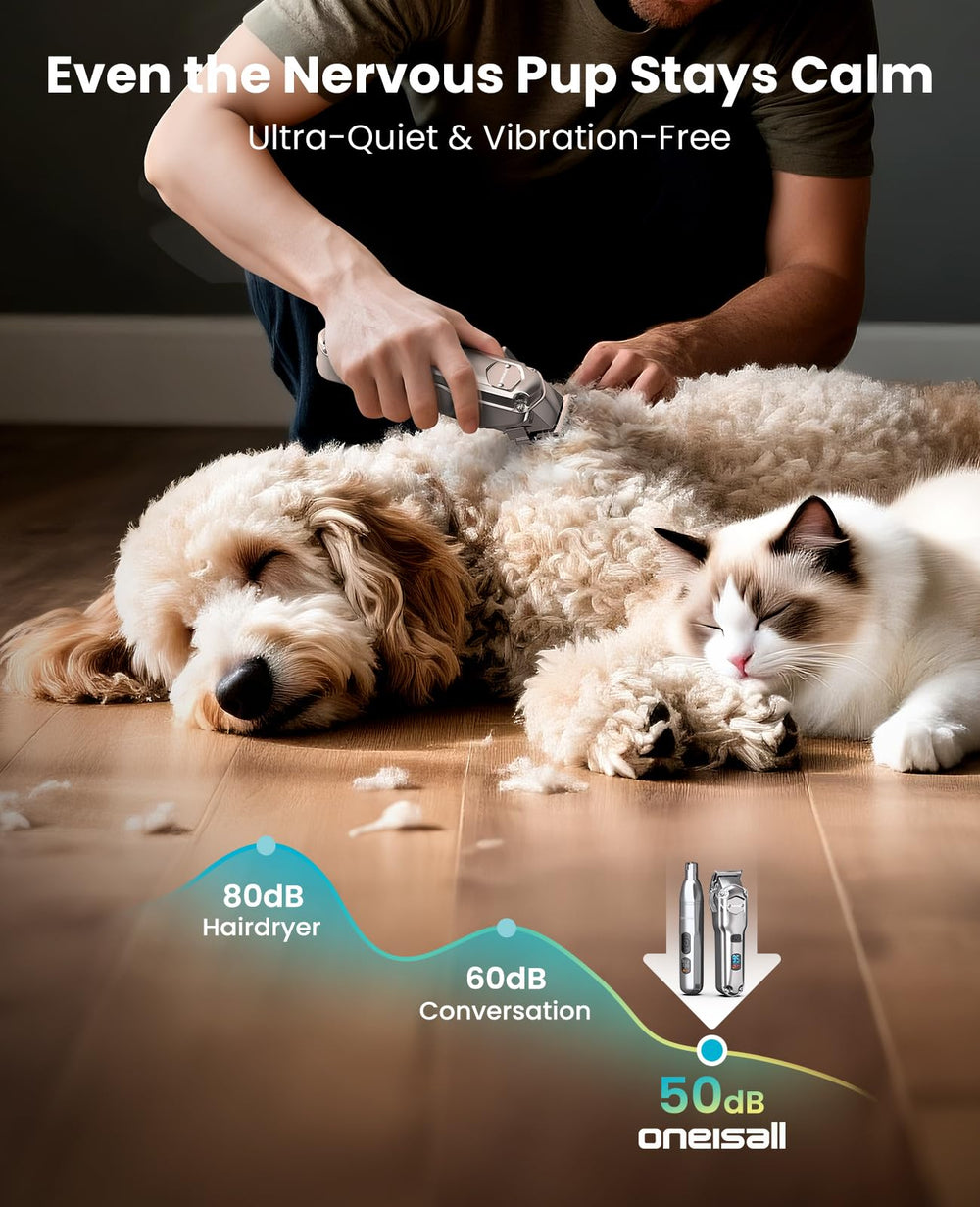 Oneisall dog clippers battery life enables cordless grooming anywhere.