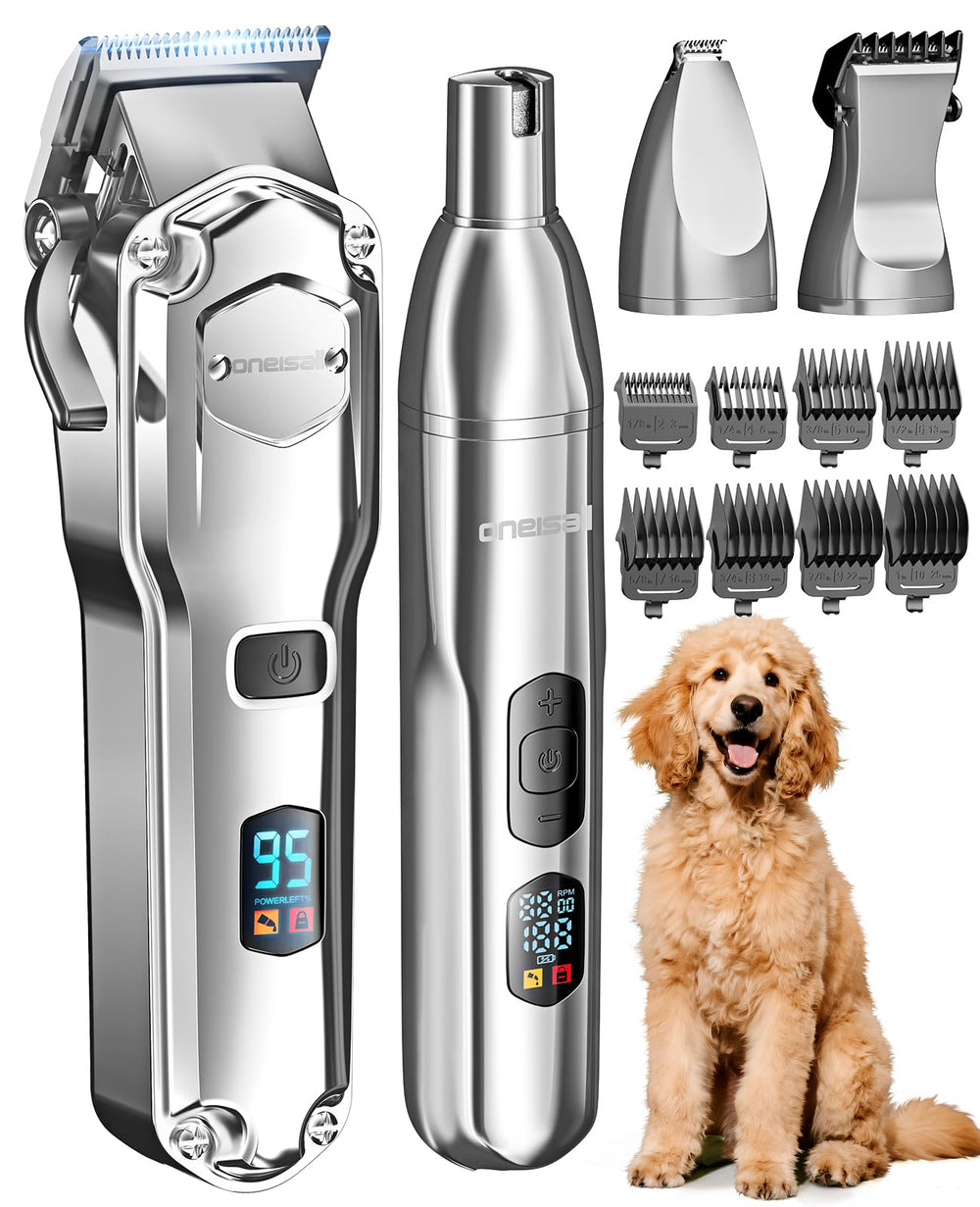 Oneisall dog clippers blade close-up for precise trimming on thick coats.