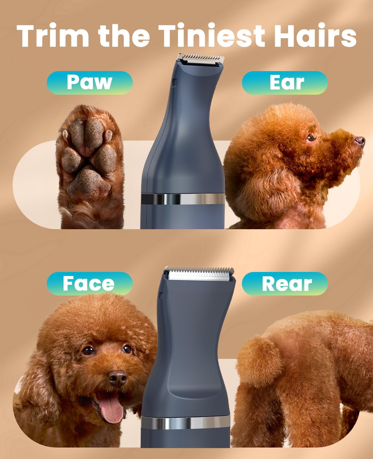 Oneisall dog clippers double blades closeup for precise small-area trimming