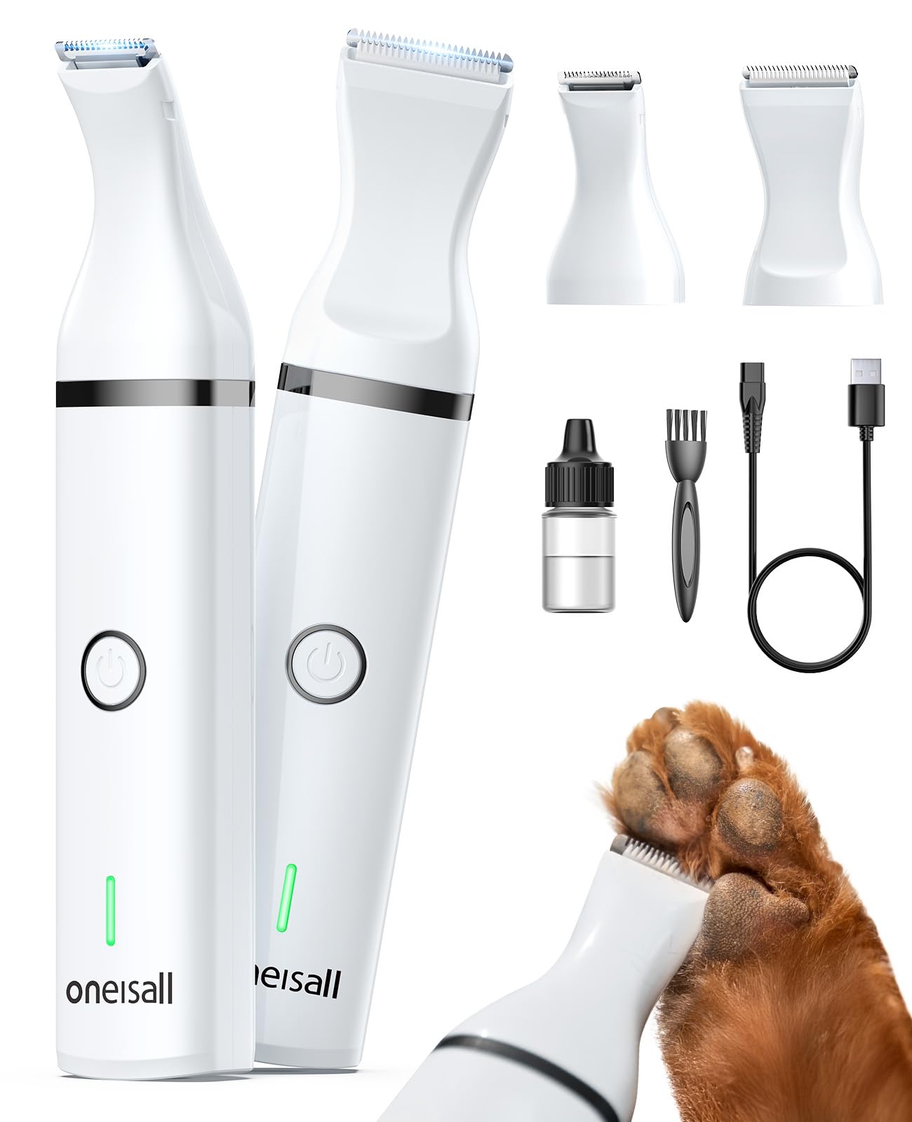 oneisall dog clippers paw trim close-up showing precise paw hair removal