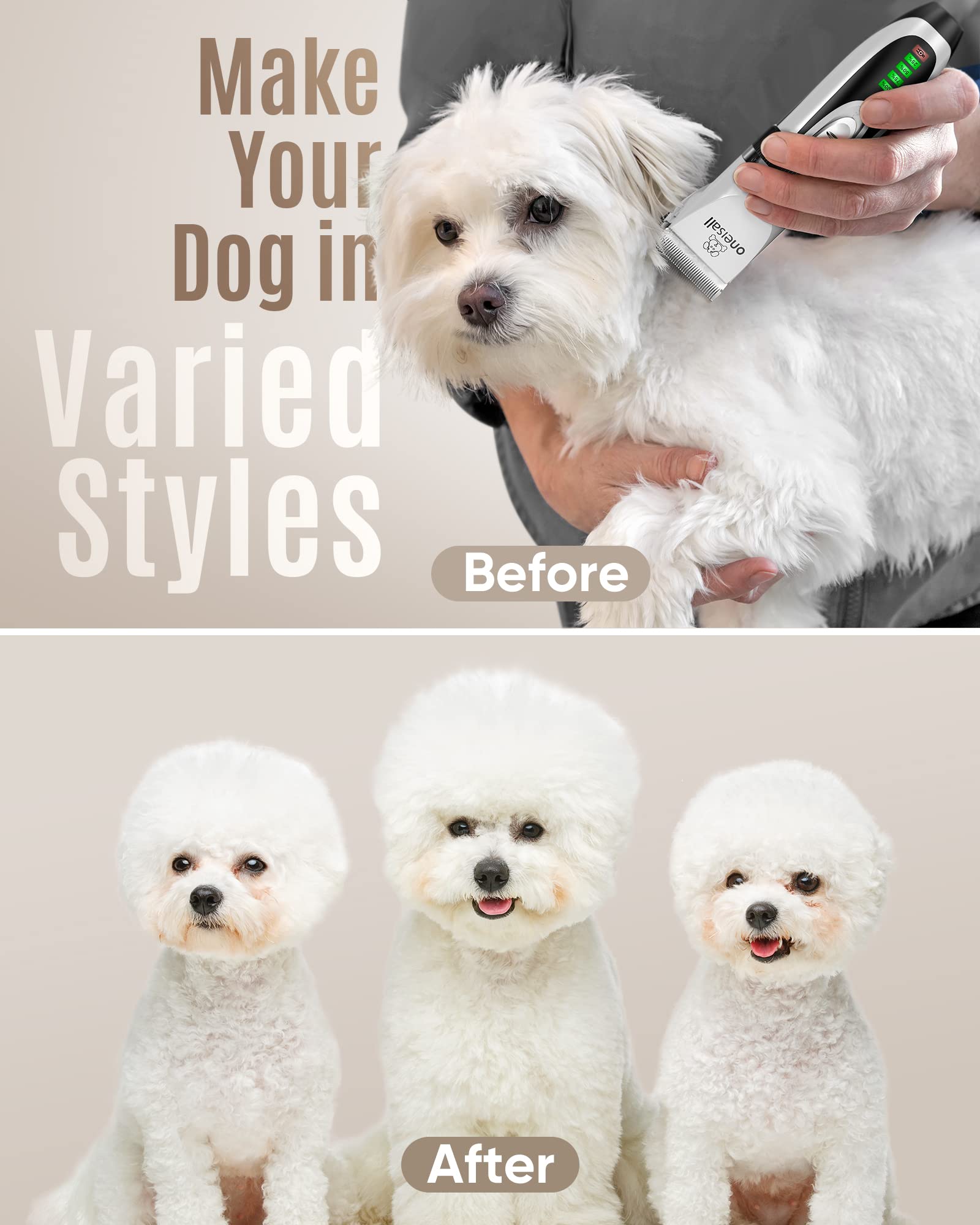 Oneisall dog clippers detachable washable blade for easy cleaning