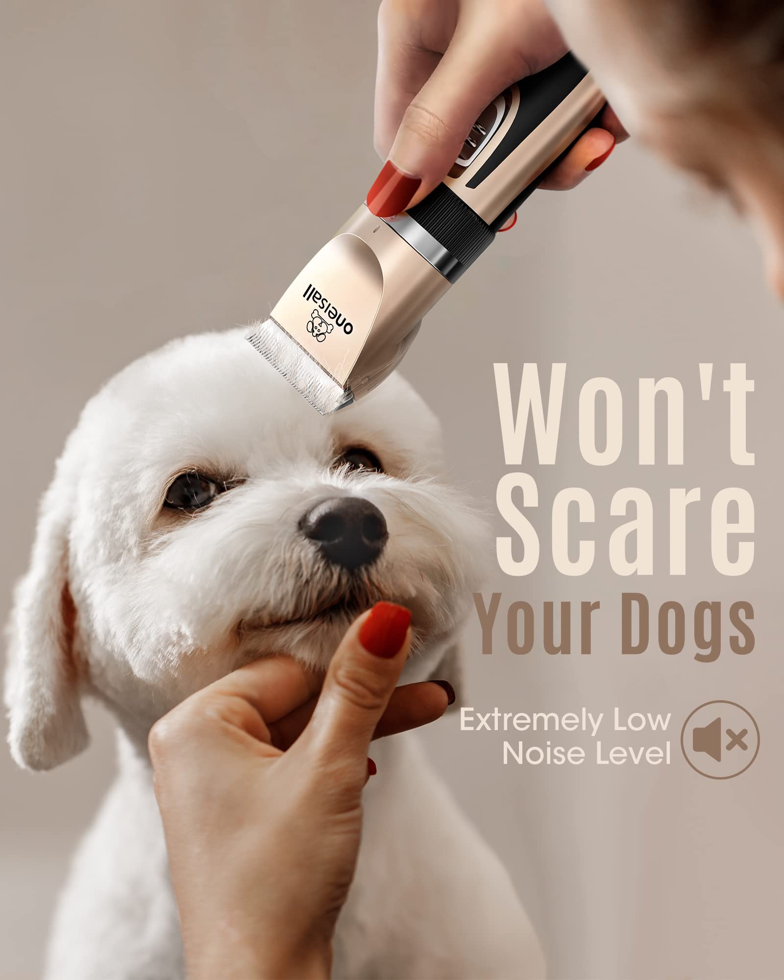 Oneisall dog clippers ultra quiet design reduces stress during grooming