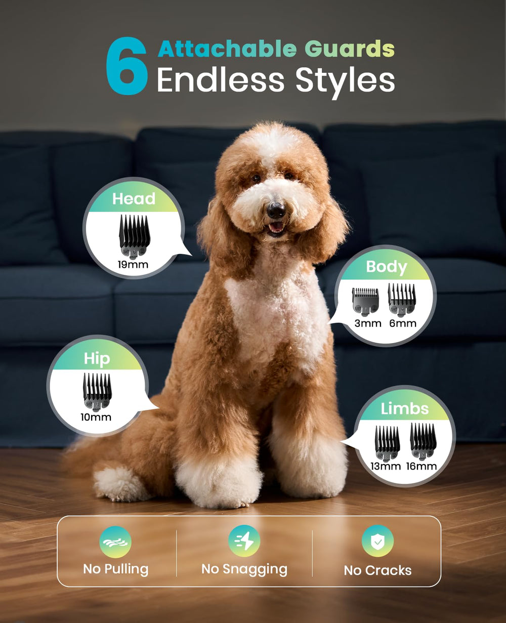 Oneisall dog clippers with LED power meter to monitor battery life.