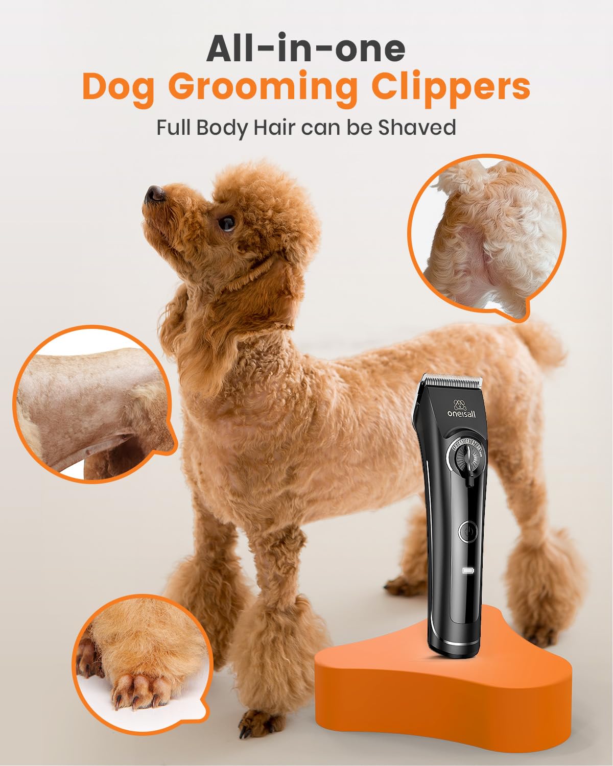 oneisall dog clippers operate at 50 dB, reducing pet stress during grooming.