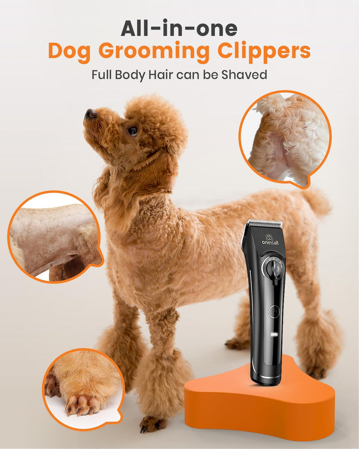 oneisall dog clippers operate at 50 dB, reducing pet stress during grooming.