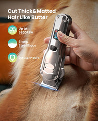 Oneisall dog clippers motor in action powers through thick coats.