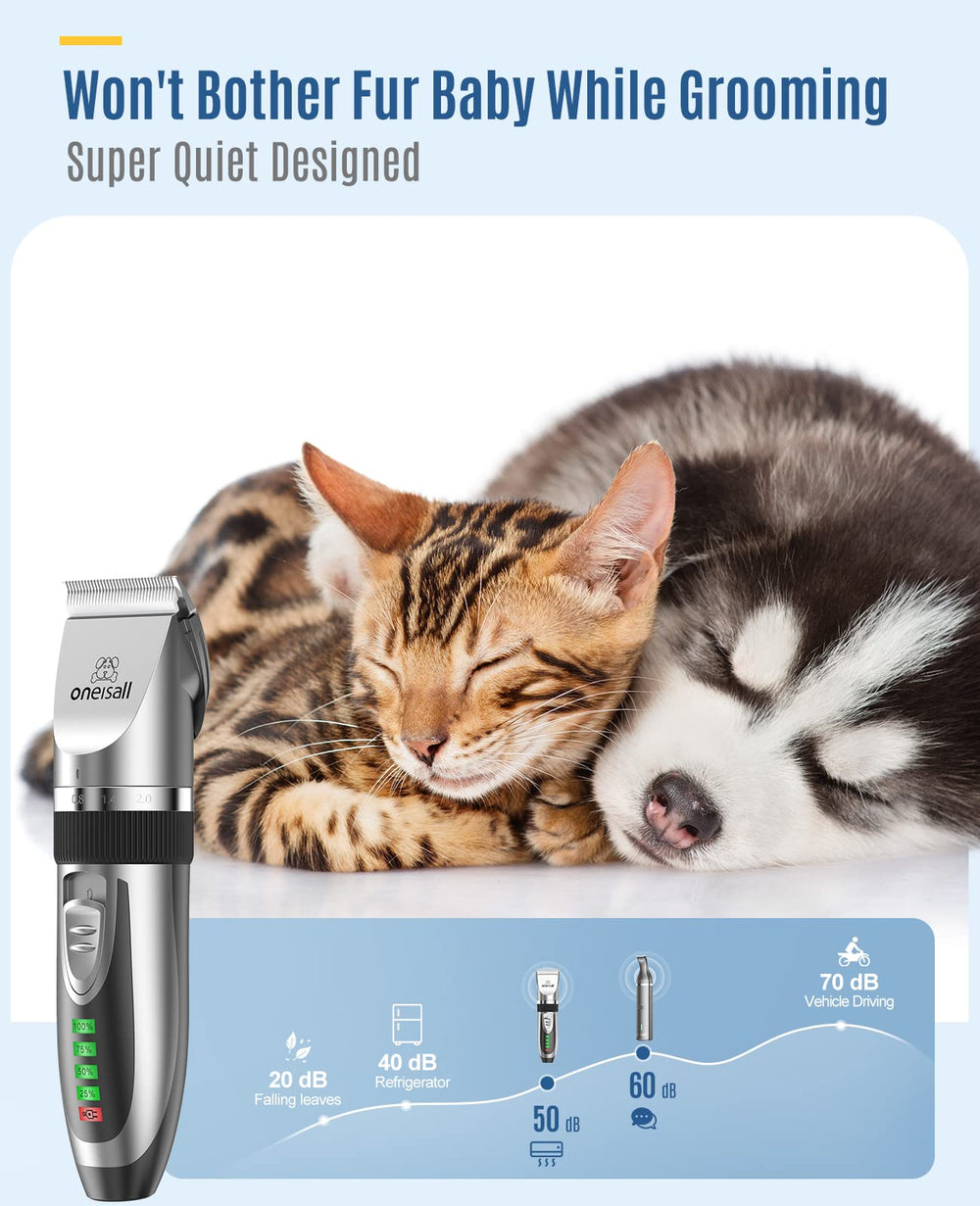 oneisall dog clippers with silent motor for stress-free grooming.