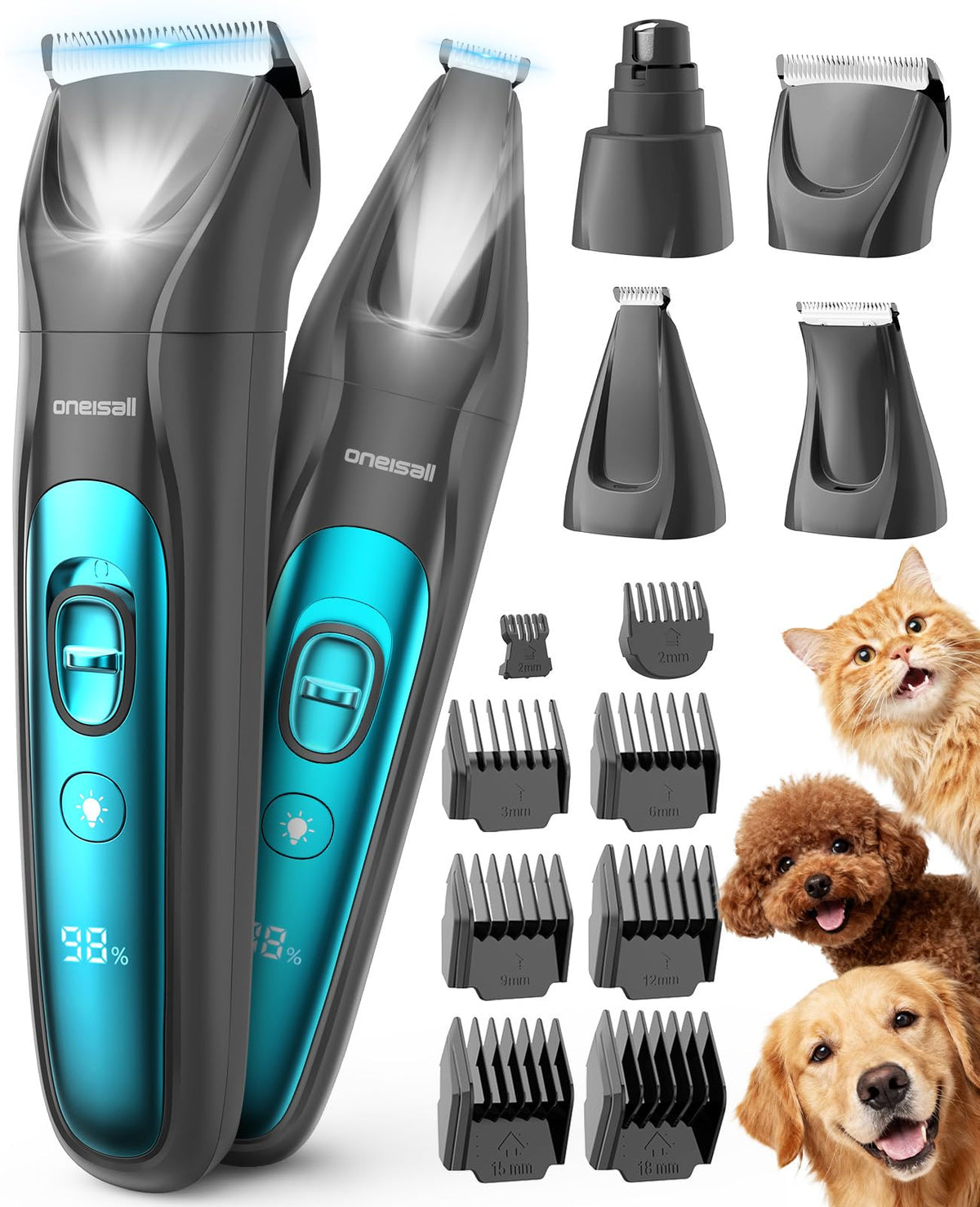 oneisall dog grooming clipper close-up showing the precision blade for safe trimming