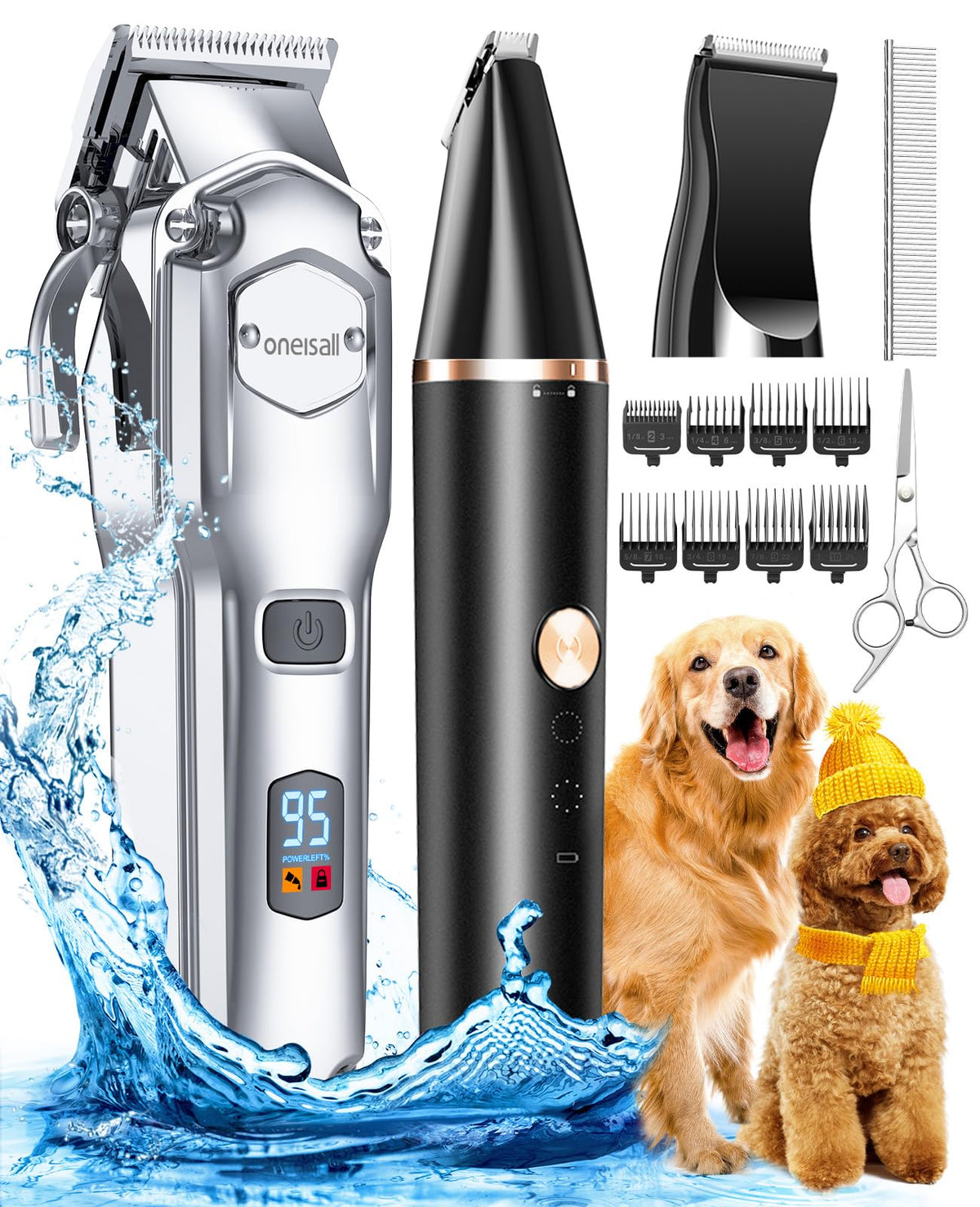 Oneisall dog grooming kit clipper motor for efficient trimming on thick fur