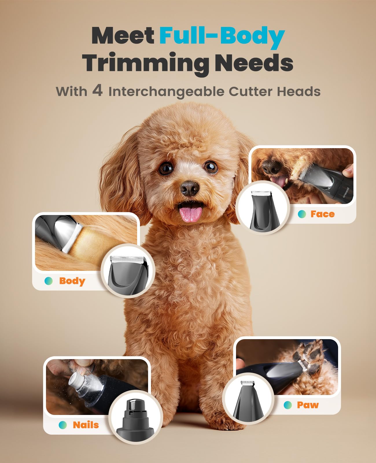 oneisall dog grooming clipper LED light on for detailed paw work