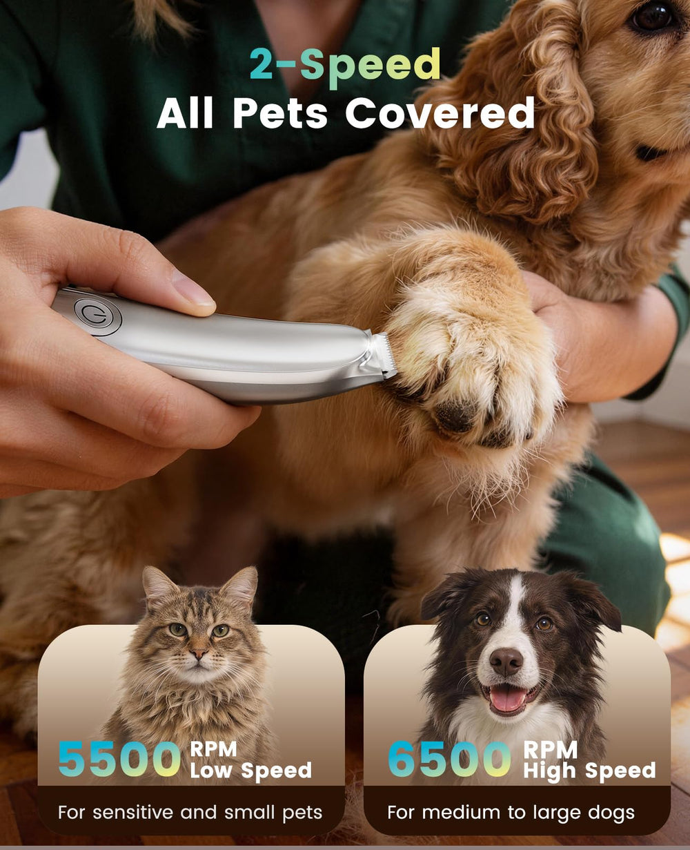 Oneisall cordless paw clipper with LED light for safe grooming
