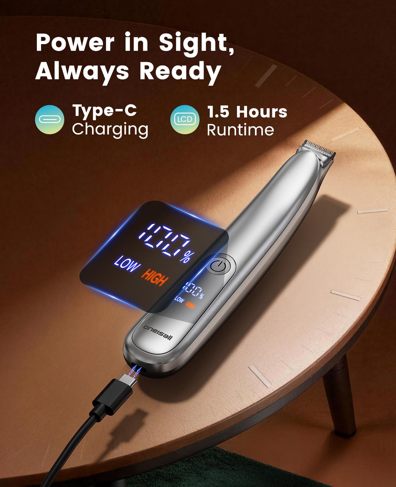 Oneisall paw clipper charging via USB-C for quick power