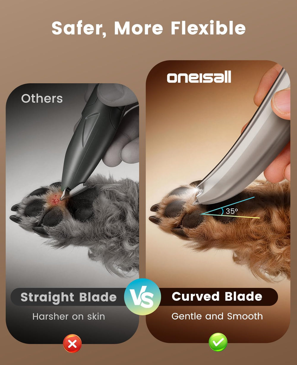 Oneisall paw trimmer in use on small dog paws