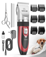 Oneisall dog shaver with silent motor for gentle grooming.
