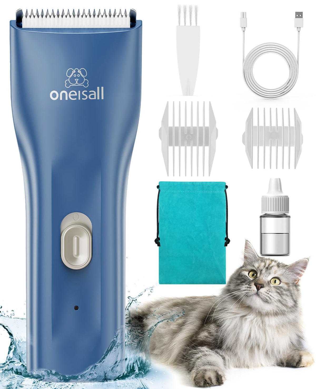 Oneisall pet clipper with quiet operation for stress-free grooming