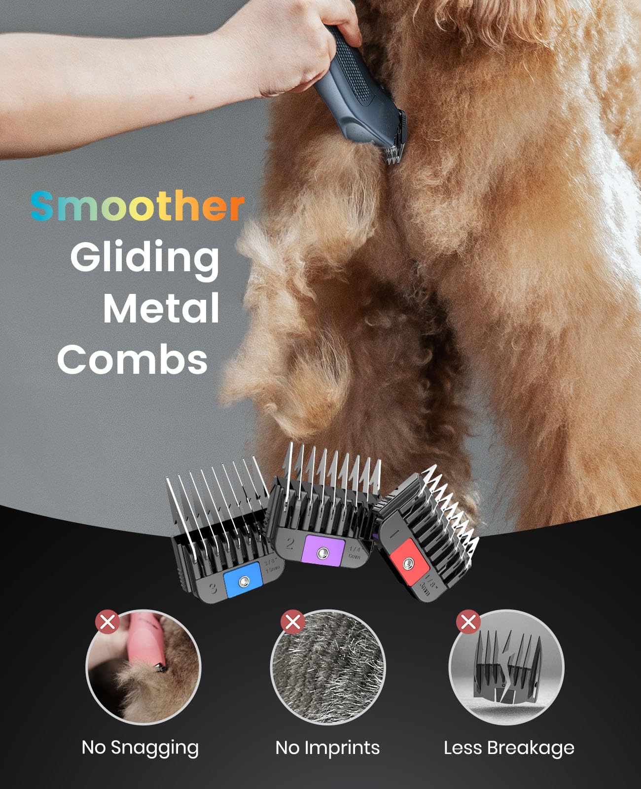 oneisall clipper in use on a thick coat during a home grooming session.