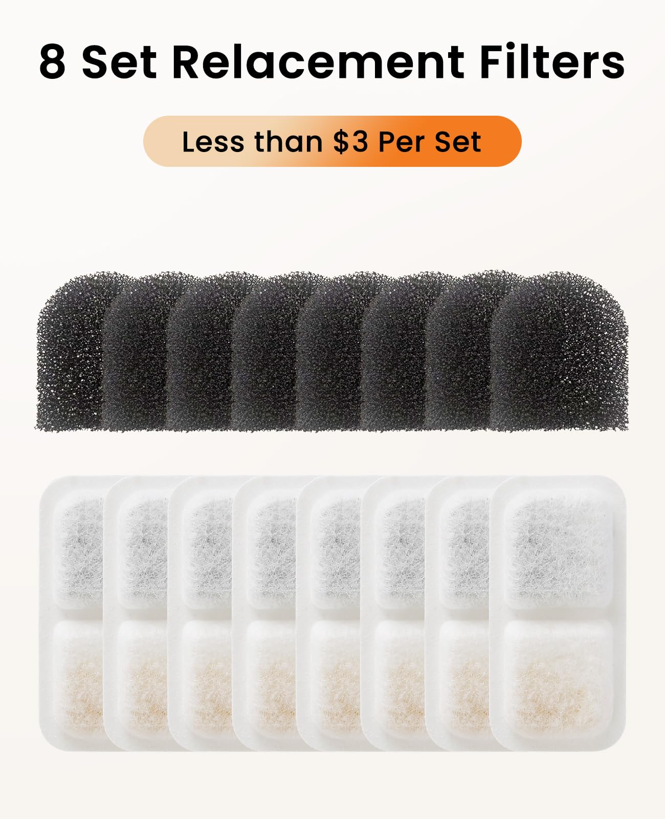 Oneisall pre-filter sponges 8-pack for cleaner fountain intake and longer filter life