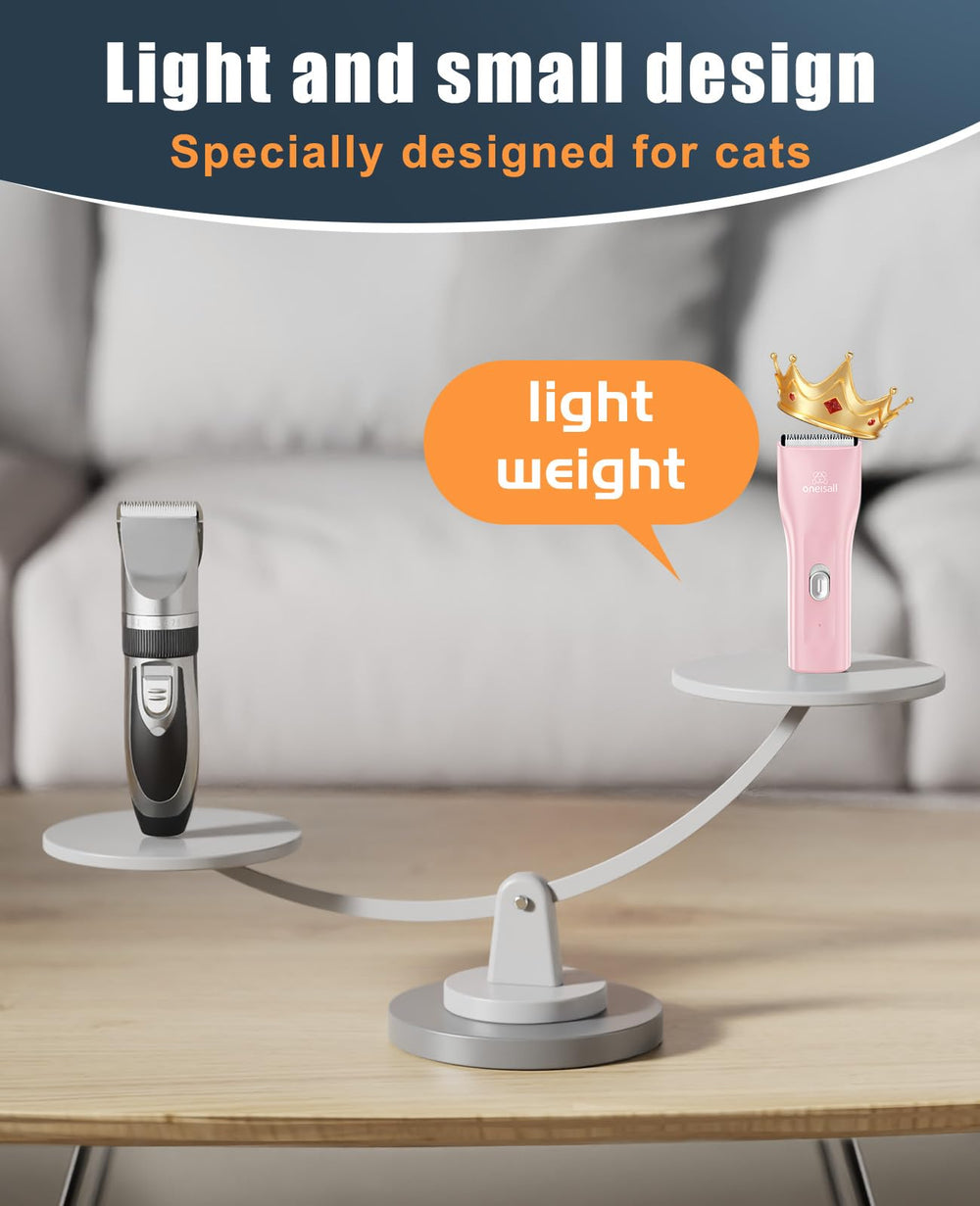 Oneisall whisper-quiet clipper for grooming anxious cats under 50 dB.