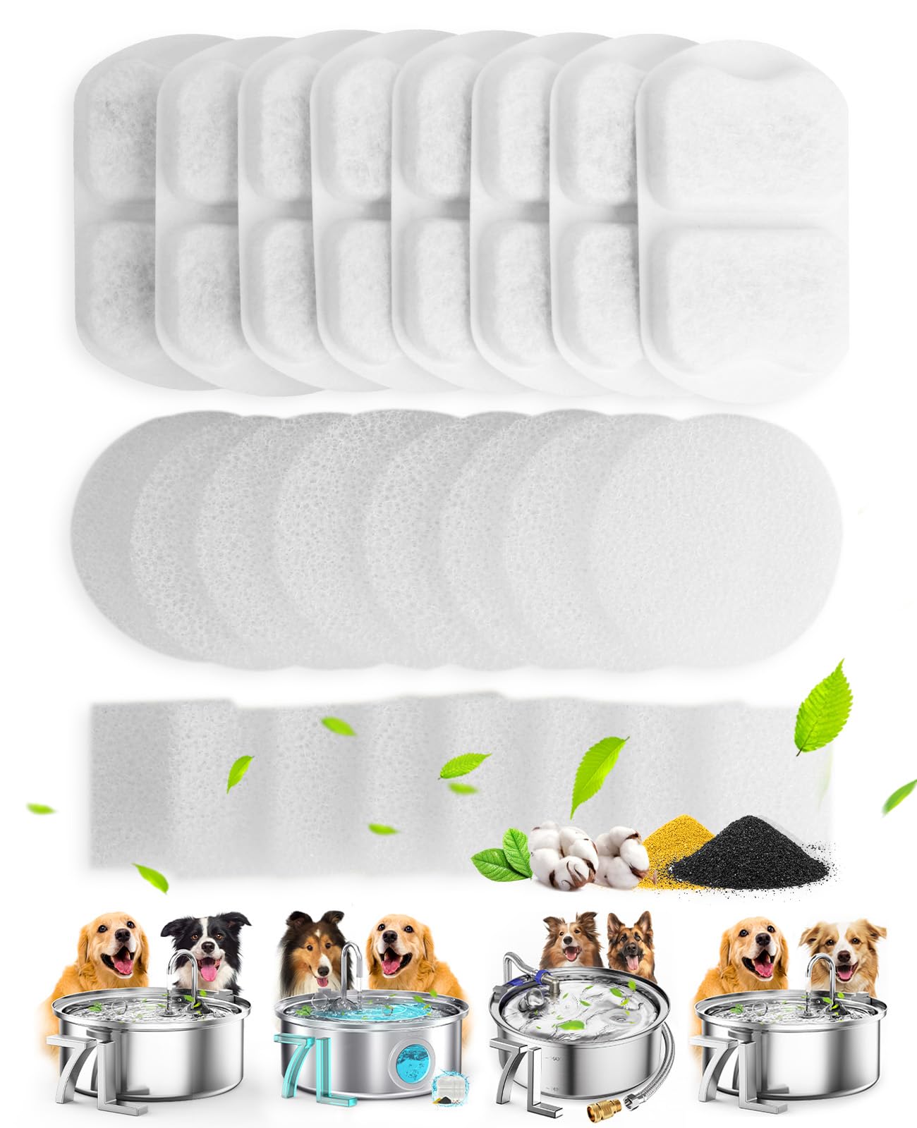 Oneisall replacement filters for PWF-002 7L dog water fountain maintain clean drinking water