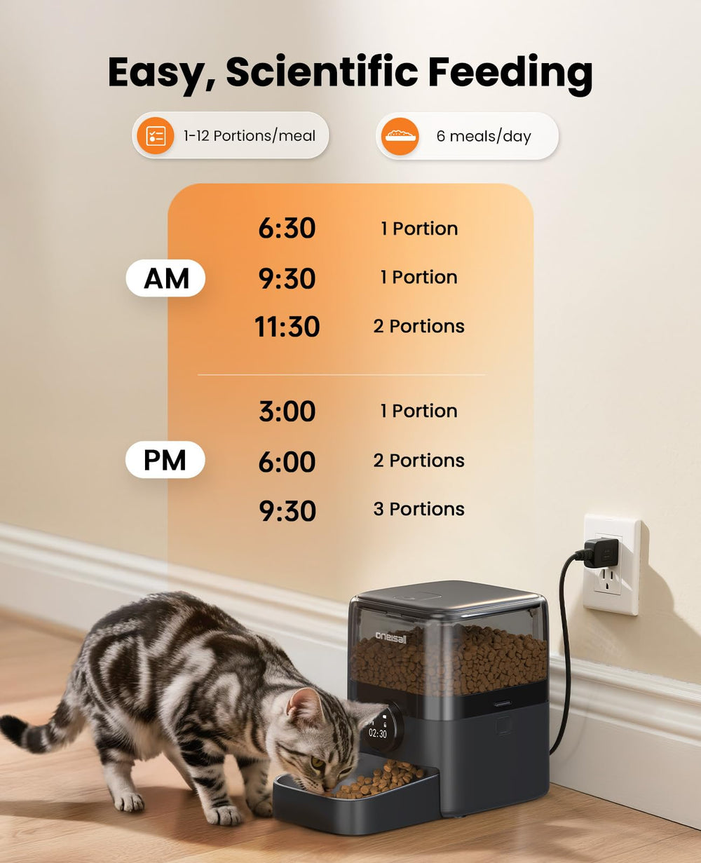 Oneisall timed feeding schedule knob enabling easy meal planning.