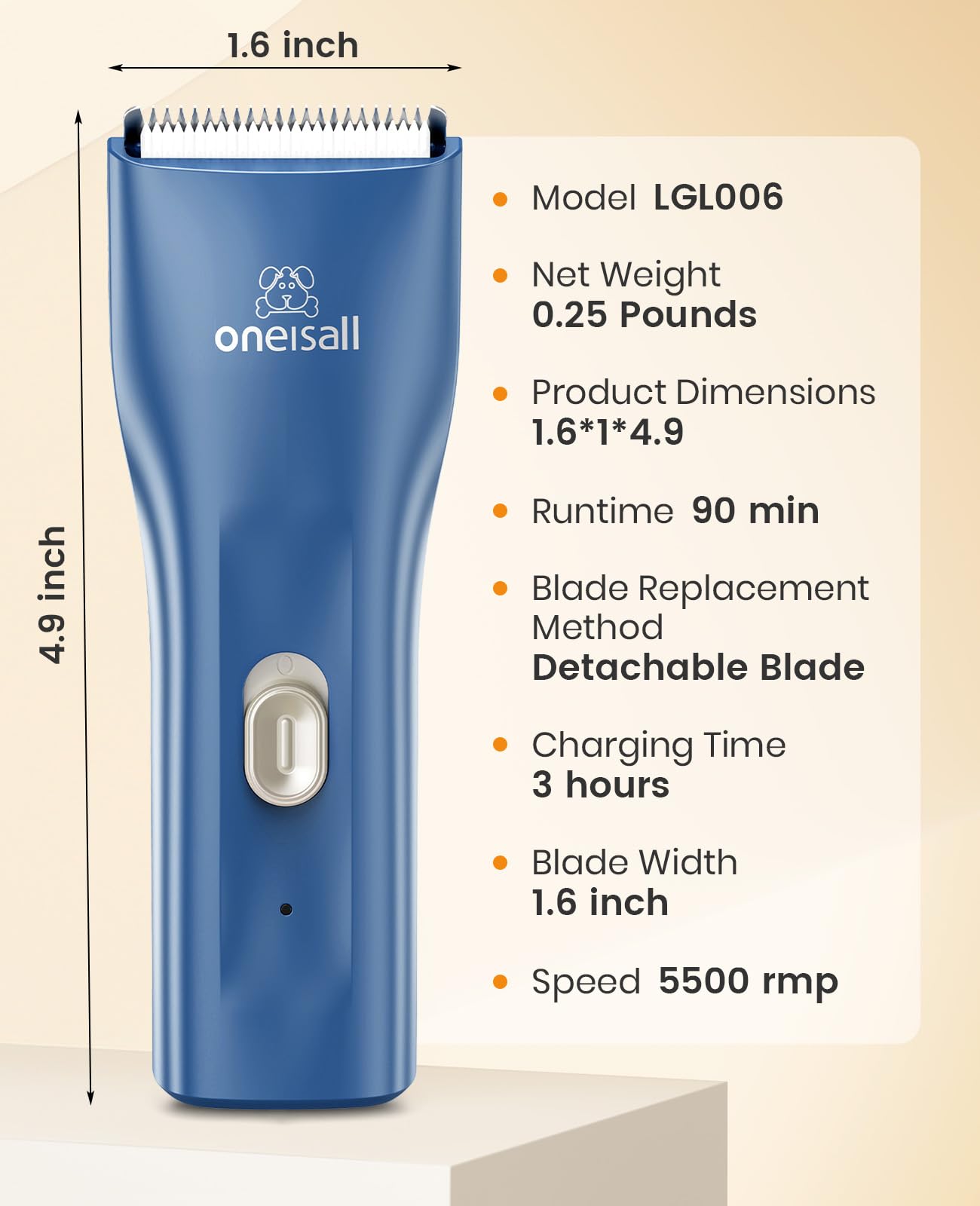 Oneisall USB rechargeable clipper powers long grooming sessions