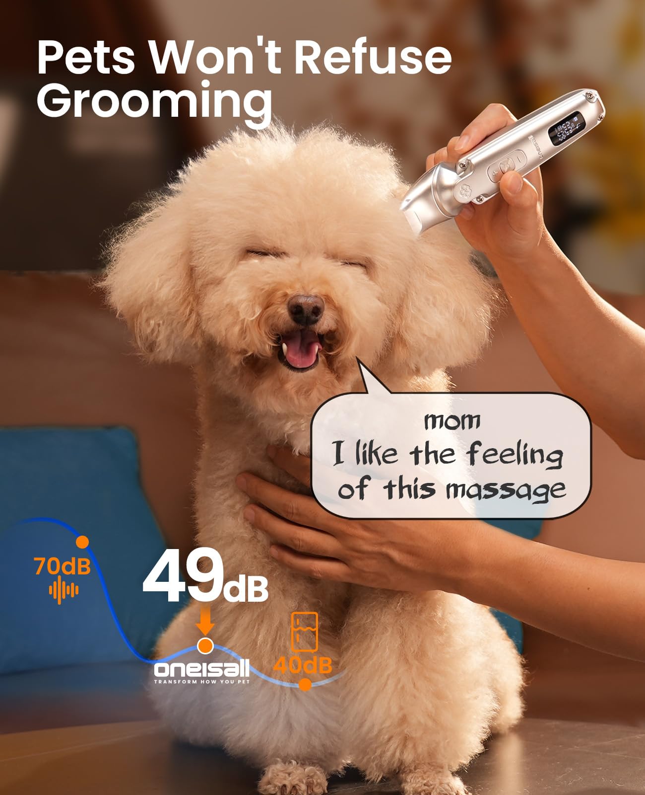 Oneisall waterproof dog clippers ideal for home grooming in any room