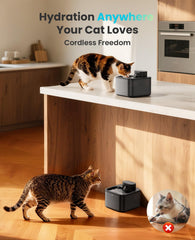 oneisall wireless cat fountain battery compartment with 4000mAh capacity