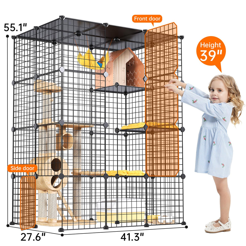 Oneluck 4-tier DIY cat cage modular panels for flexible setup