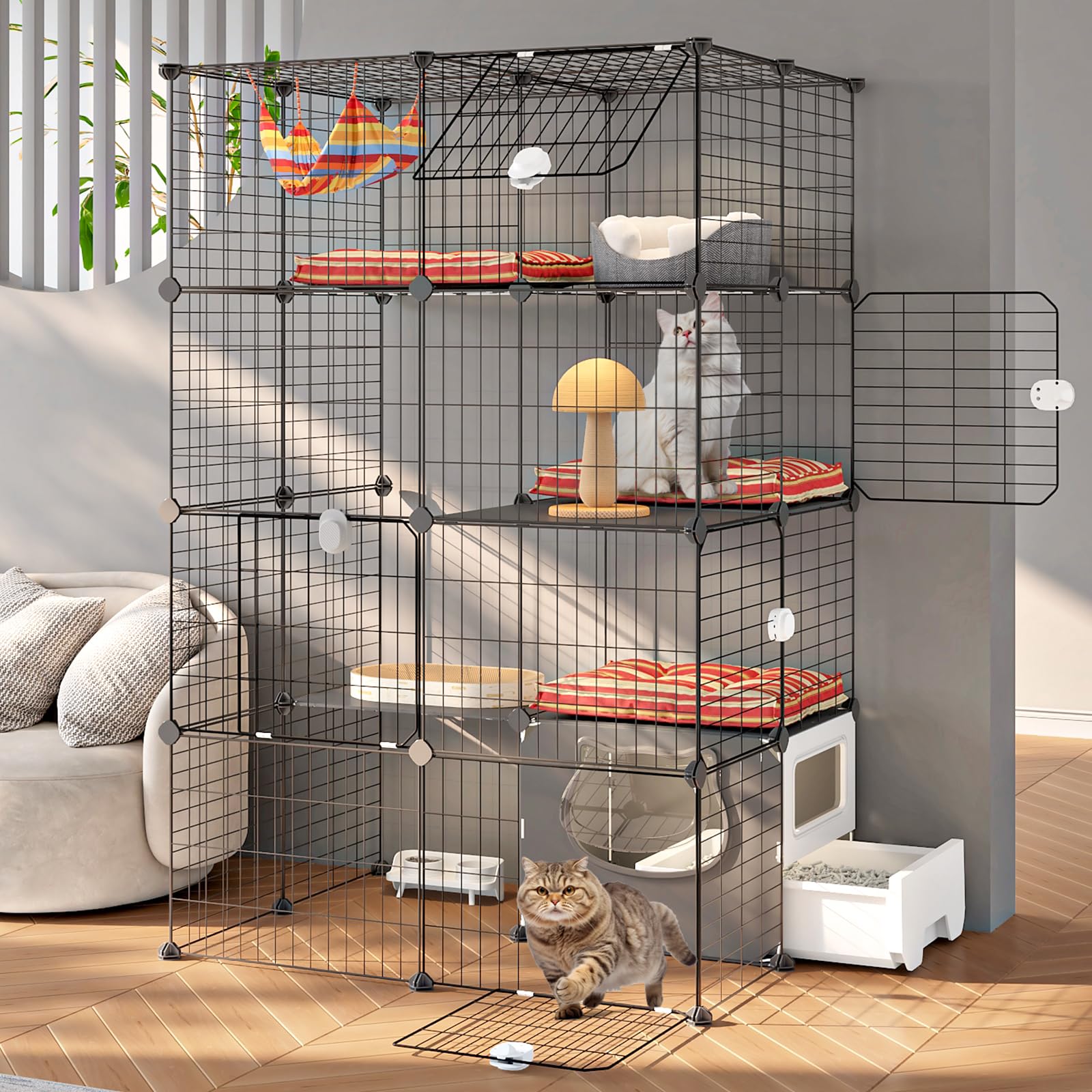Oneluck nest-like cage design promotes calm, stress-free supervision for pets and owner.