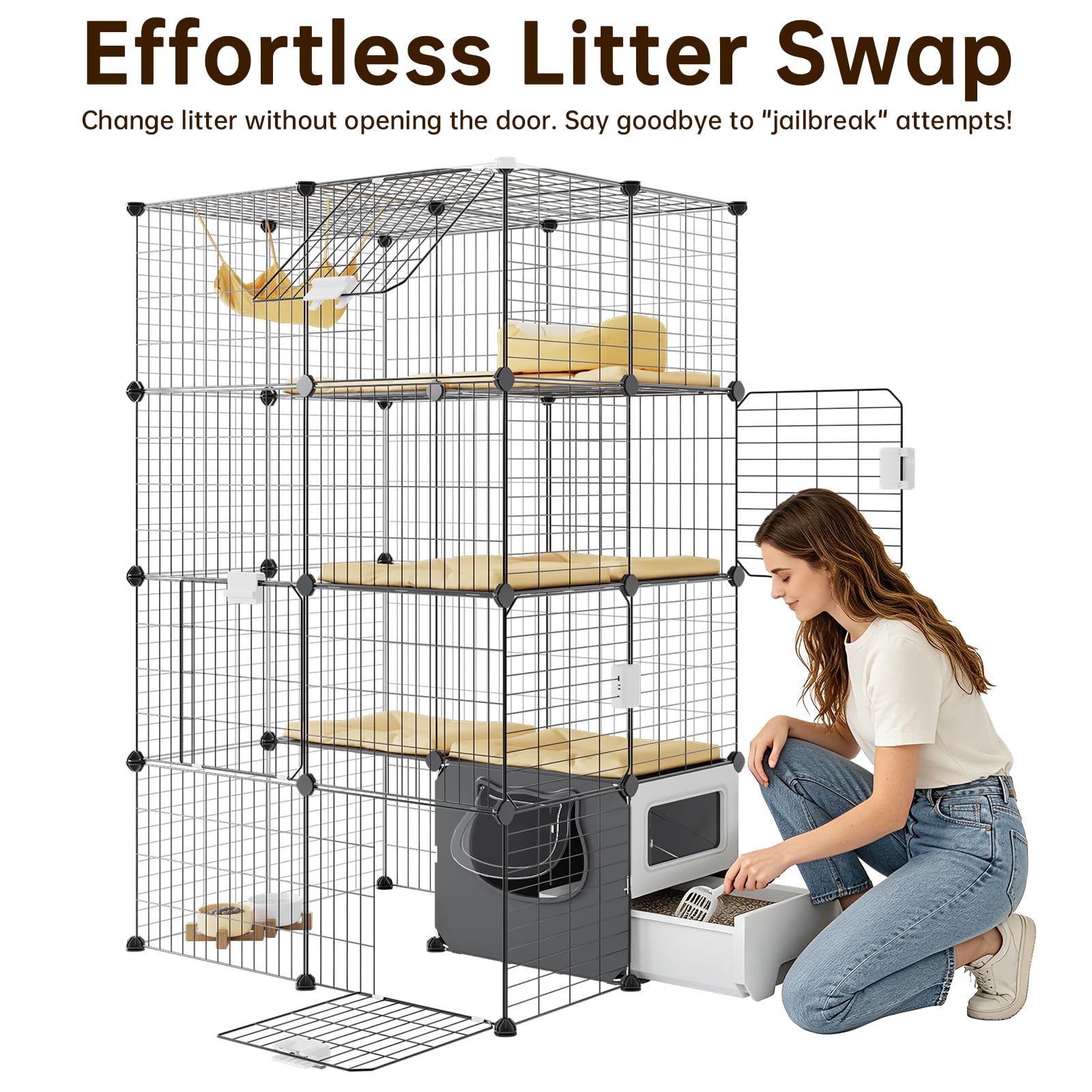 Oneluck easy litter swap feature reduces mess during routine maintenance.