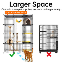 Oneluck cat cage multi-door access for easy feeding and cleaning
