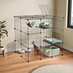 Oneluck cat-catio 3-tier assembly setup for easy setup and spacious play.