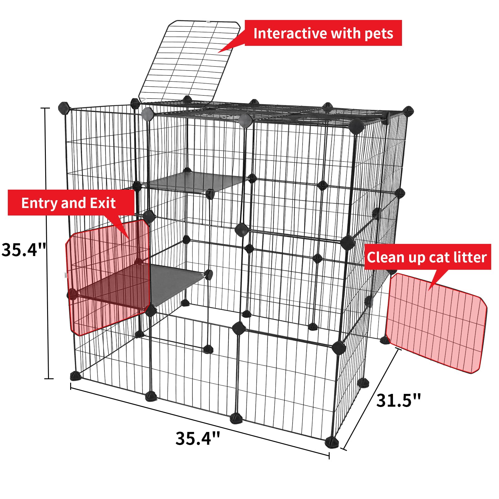 Oneluck cat-catio dimensions 35.4 by 31.5 by 35.4 inches.