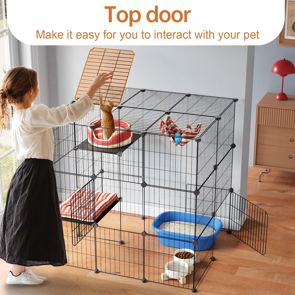 Oneluck cat-catio dual doors enable easy entry and feeding access.