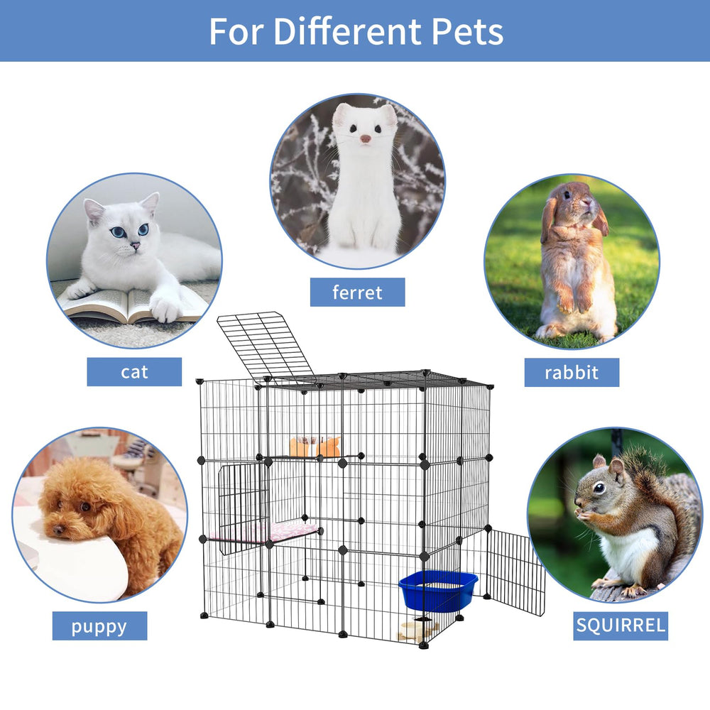 Oneluck cat-catio sub-area design helps organize pet supplies neatly.