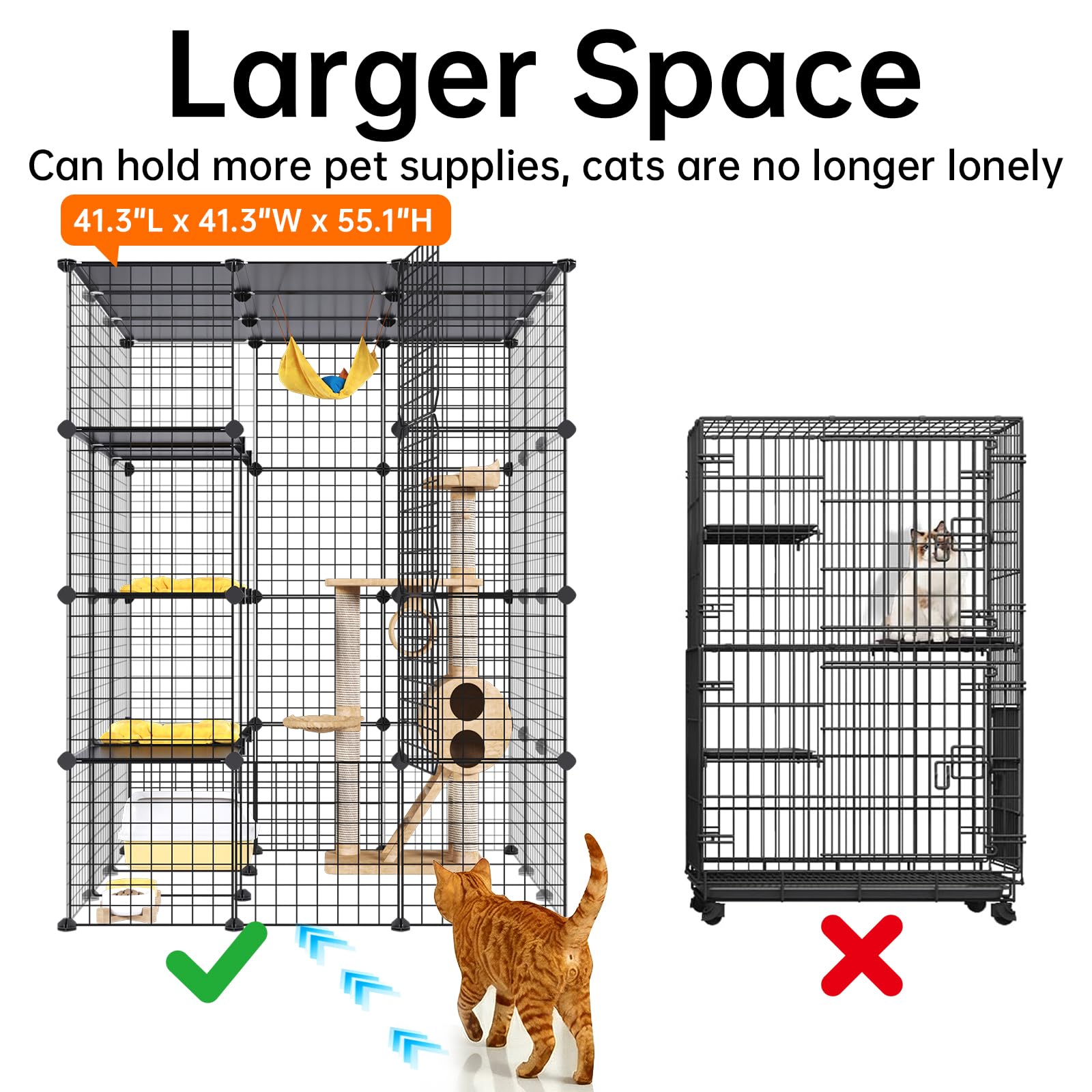 Oneluck four tier cat enclosure close up with platforms for climbing
