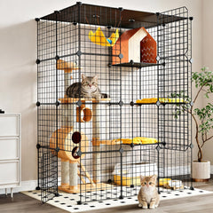 Oneluck extra-large cage front view highlights spacious entry for 1-3 cats