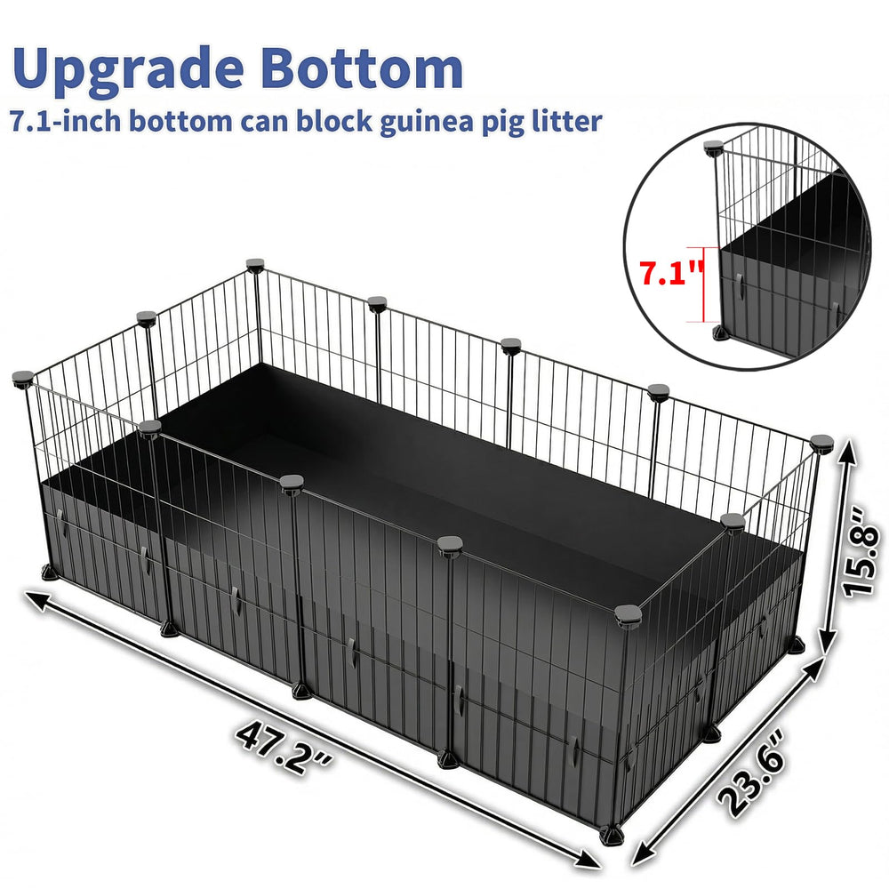 Oneluck Guinea Pig Cage litter trap demonstrates mess containment for easy cleaning.