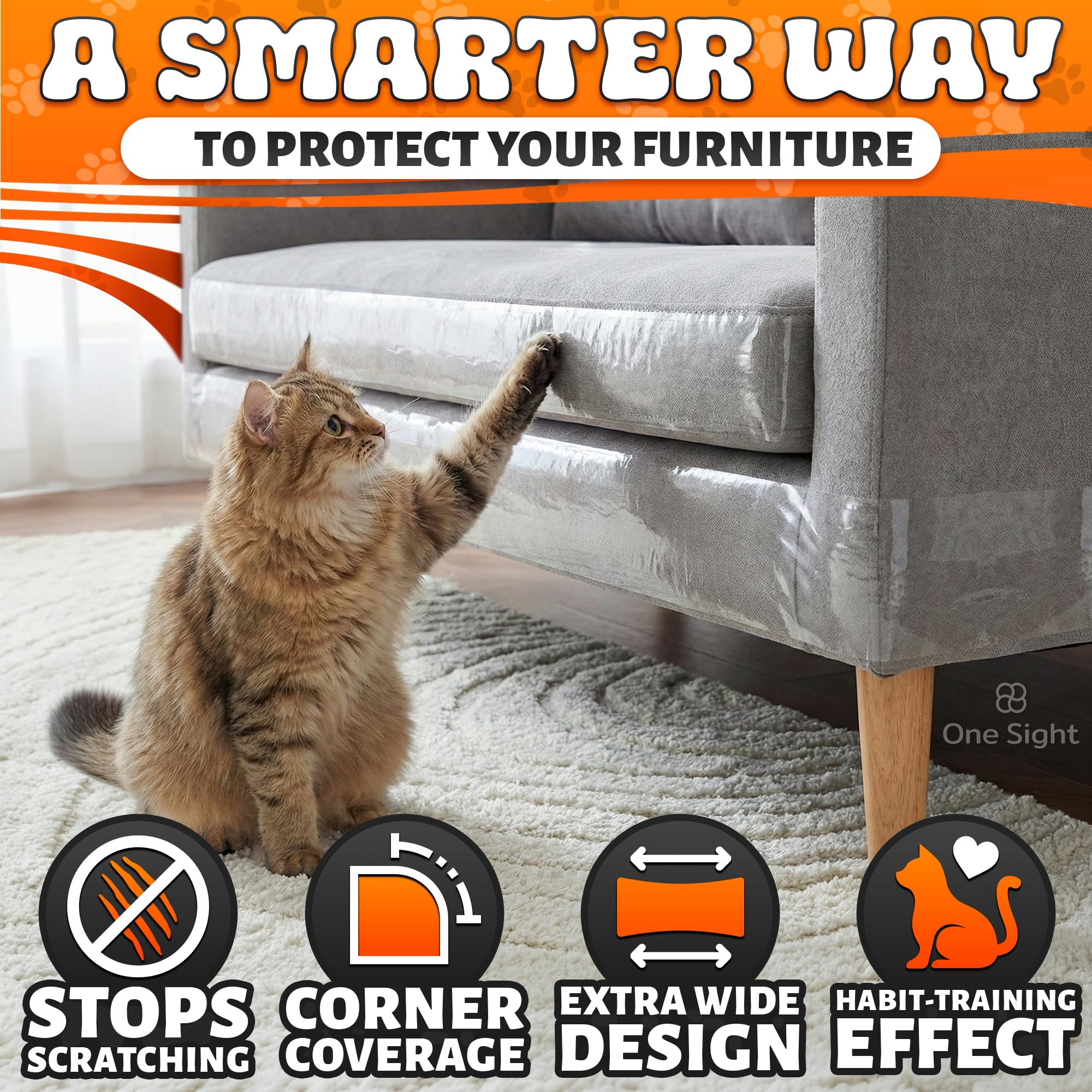 One Sight cat tape provides safe, pet-friendly furniture protection.