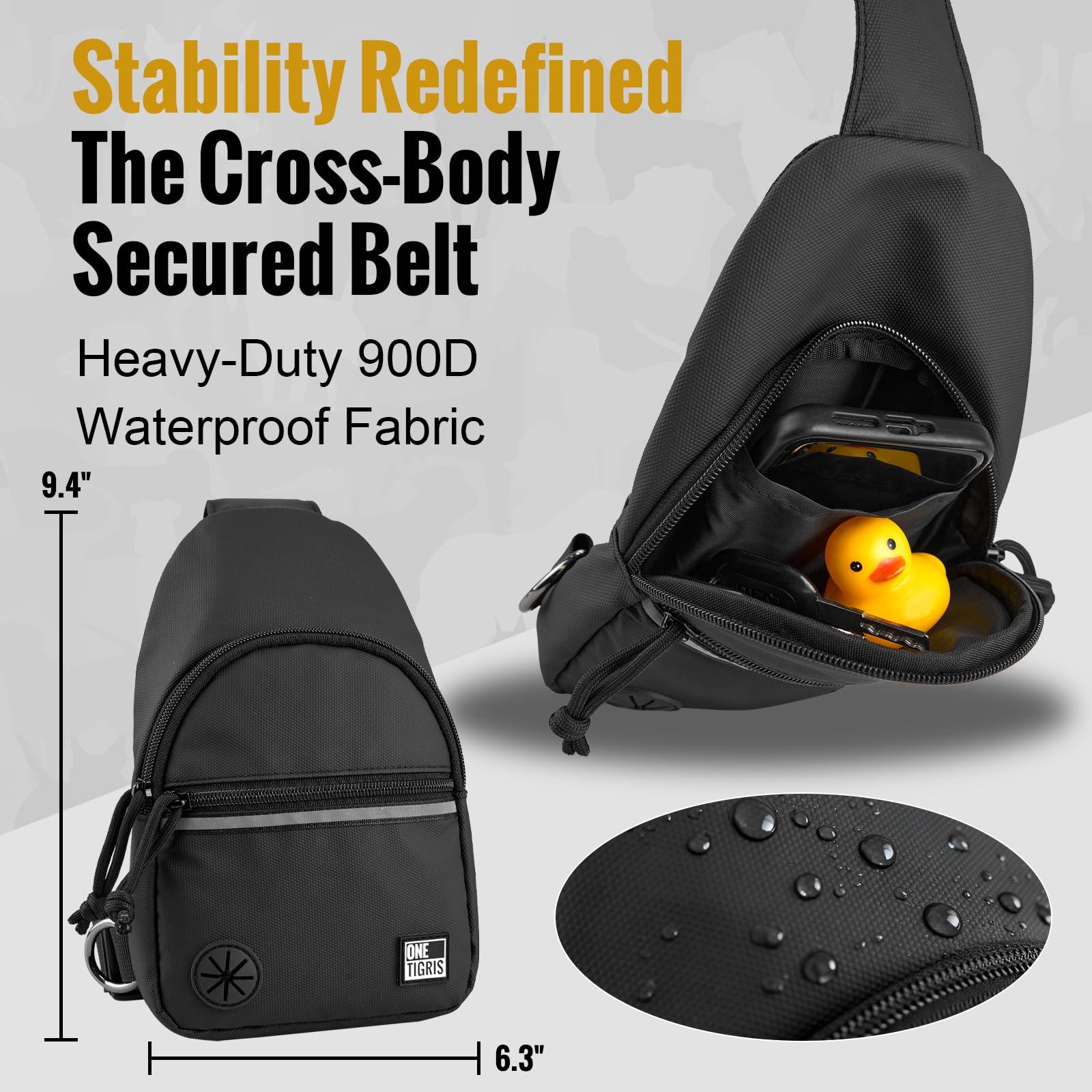 ONETIGRIS detachable chest pack secures essentials during walks and hikes.