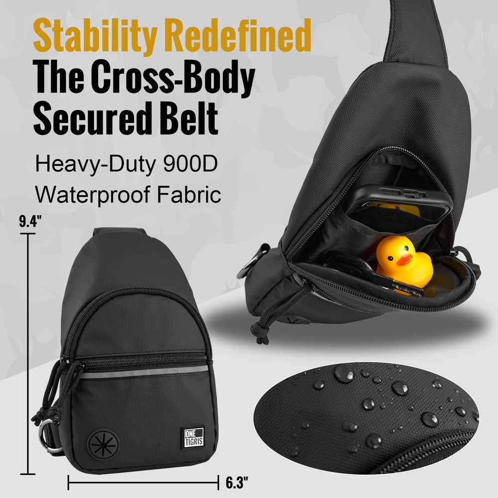 ONETIGRIS detachable chest pack secures essentials during walks and hikes.