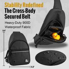 ONETIGRIS detachable chest pack secures essentials during walks and hikes.