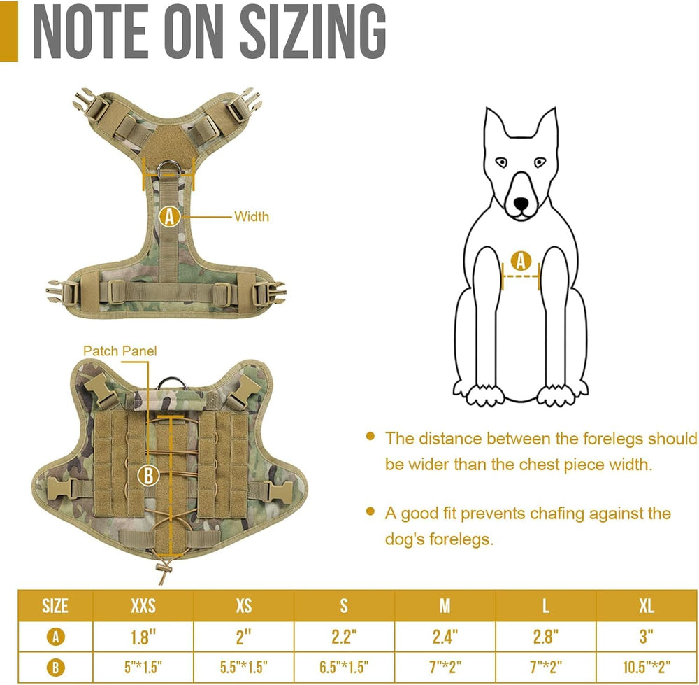 OneTigris dog harness camo patch area demonstrates ID panel compatibility