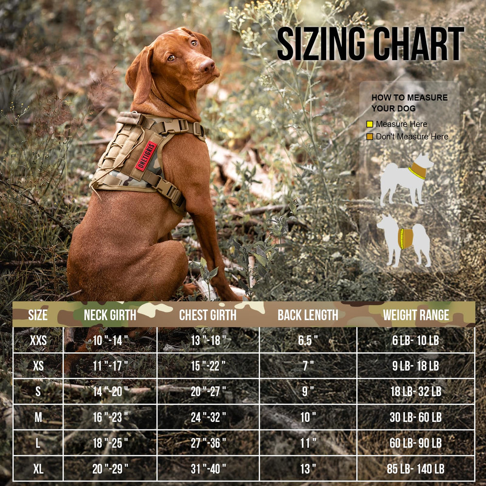 OneTigris dog harness camo side view highlighting padded comfort for long walks